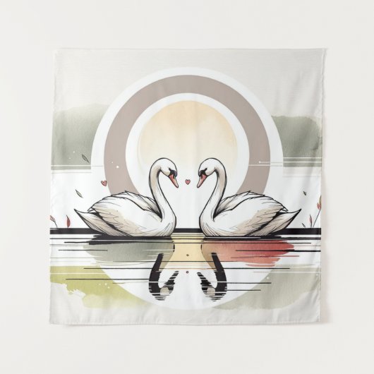 Swan Embrace in Dusk Wandteppich (Vorderseite)