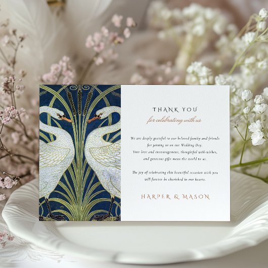 Swan Embrace Wedding Dankeschön Card Einladung