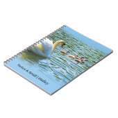 Swan Family auf Lake Blue Personalisiert Notebook Notizblock (Linke Seite)