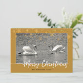 Swan Family Frohe Weihnachts-Flat Card (Stehend Vorderseite)