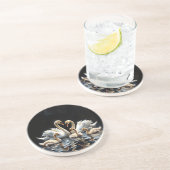 Swan Family on Black Lake Artwork Getränkeuntersetzer (Seite)