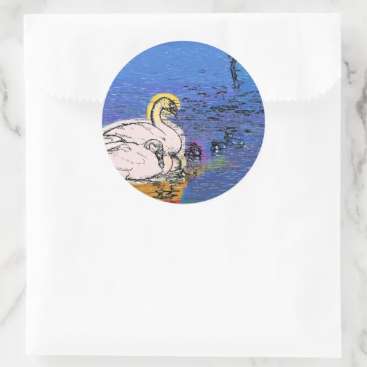 SWAN FAMILY RUNDER AUFKLEBER (Tasche)