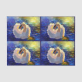 Swan Floating on Sunlit Water Blue White Decoupage Seidenpapier (Vorderseite)