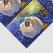 Swan Floating on Sunlit Water Blue White Decoupage Seidenpapier (Ausschnitt)