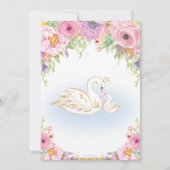 Swan Floral Baby Dusche Einladung Mädchen (Rückseite)