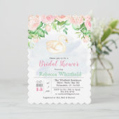 Swan Floral Glitzer Bridal Dusche Einladung (Stehend Vorderseite)