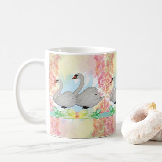 Swan Floral Tasse (Mit Donut)