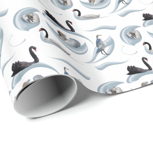 Swan Frenzy Wrapping Paper (Farbe auswählen) Geschenkpapier (Rolleneckpunkt)