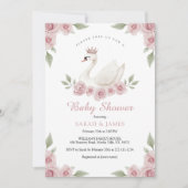 Swan Girl Baby Shower Einladung (Vorderseite)