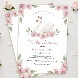 Swan Girl Baby Shower Einladung