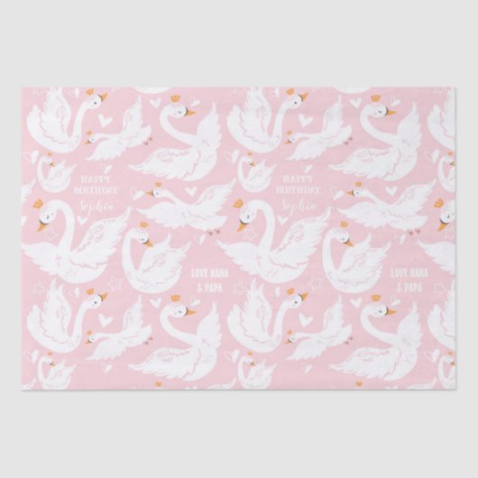 Swan Girl Geburtsname Rosa Weiß Seidenpapier (Vorderseite)