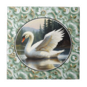 Swan Glides Gracefully on Lake Fliese (Vorderseite)