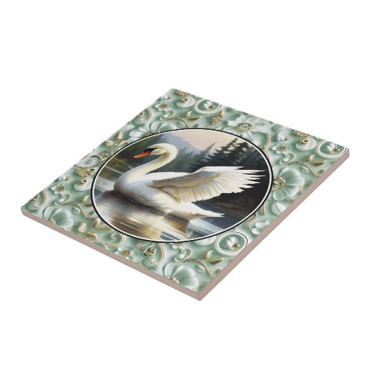 Swan Glides Gracefully on Lake Fliese (Seite)