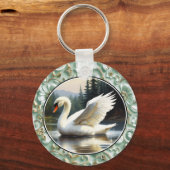 Swan Glides Gracefully on Lake Schlüsselanhänger (Vorderseite)