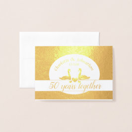 Swan golden 50. Hochzeitstag Karte