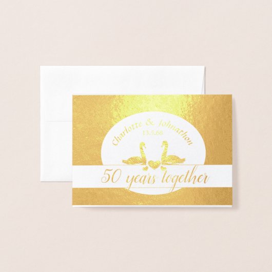Swan golden 50. Hochzeitstag Karte (Vorderseite mit Umschlag)