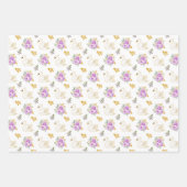 Swan Green, Pink, Lila und Gold Floral Rose Geschenkpapier Set (Vorderseite 3)