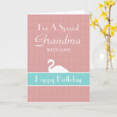 Swan Happy Birthday Card - Rosa Karte (Gelbe Blume)