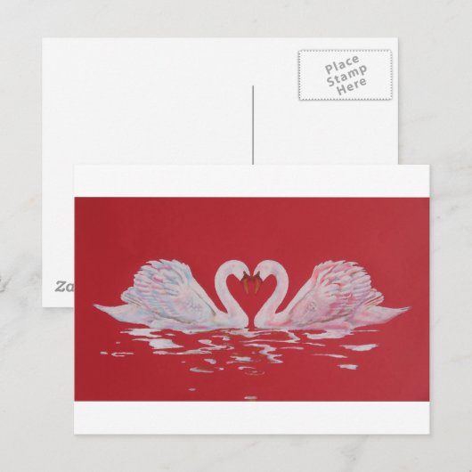 Swan Heart Postkarte (Vorne/Hinten)