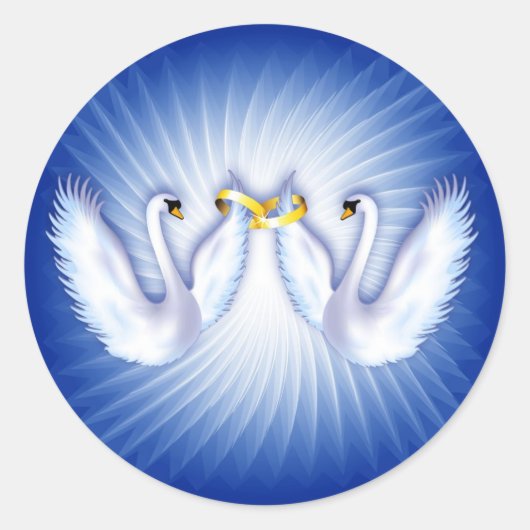 Swan-Hochzeit Runder Aufkleber (Vorderseite)