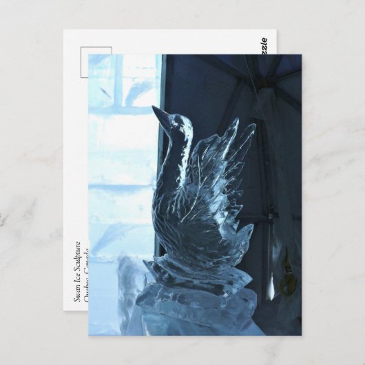 Swan Ice Sculpture, Quebec, Kanada Postkarte (Vorne/Hinten)