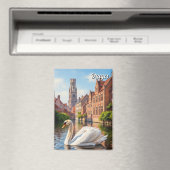 Swan in Bruges Belgium Travel Souvenir Magnet (In Situ (Geschirrspüler))