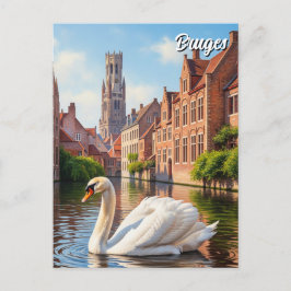 Swan in Brügge Belgium Reisen Souvenir Postkarte
