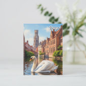 Swan in Brügge Belgium Reisen Souvenir Postkarte (Stehend Vorderseite)