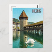 Swan in Luzern Schweiz Reise Postkarte (Vorne/Hinten)