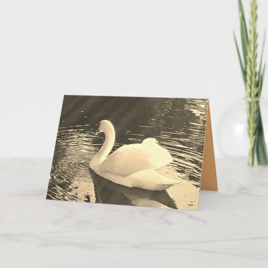 Swan in Sepia Dankeskarte (Vorderseite)