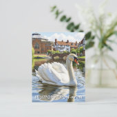 Swan in Stratford-Upon-Avon England Travel Postkarte (Stehend Vorderseite)
