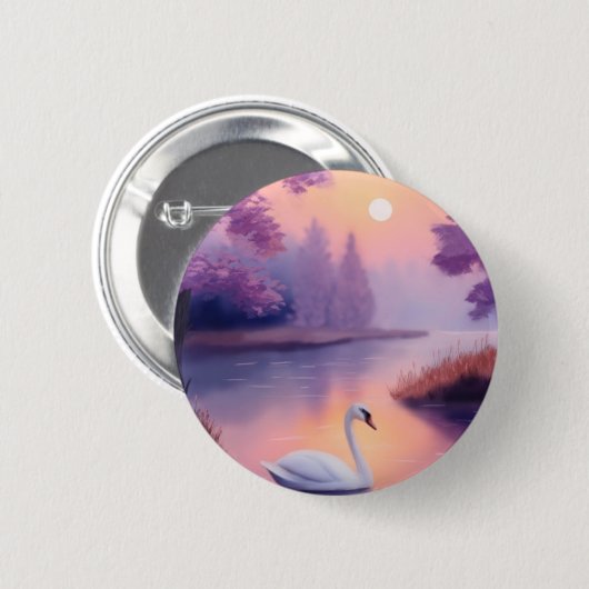 swan in the pond during sunset button (Vorne & Hinten)