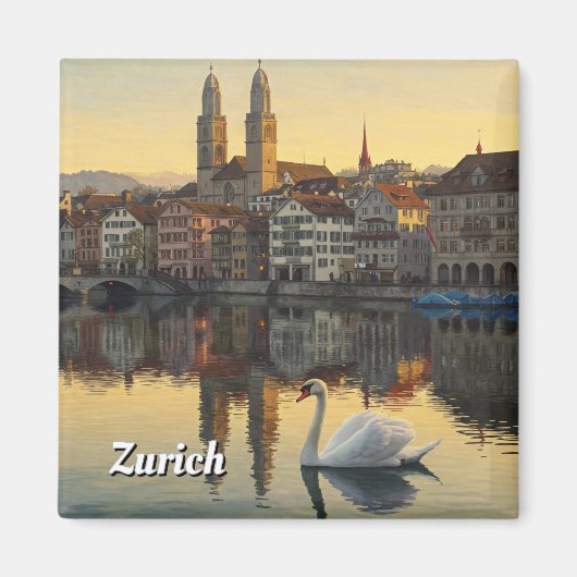 Swan in Zürich Schweiz Reisen Magnet (Vorne)