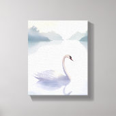 Swan Lake | Aquarellfarbene, helle Malerei Leinwanddruck (Vorderseite)