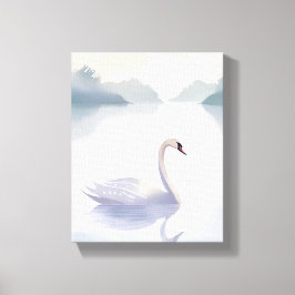 Swan Lake | Aquarellfarbene, helle Malerei Leinwanddruck