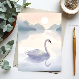 Swan Lake | Aquarellfarbene, helle Malerei Postkarte