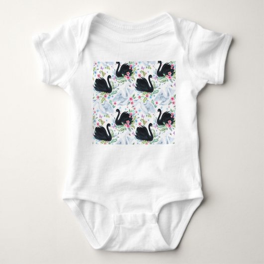 Swan Lake: Aquarellpastellmuster Baby Strampler (Vorderseite)