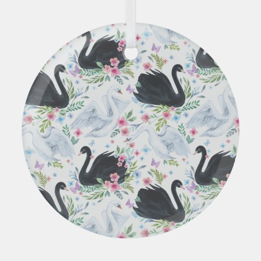 Swan Lake: Aquarellpastellmuster Ornament Aus Glas (Vorderseite)