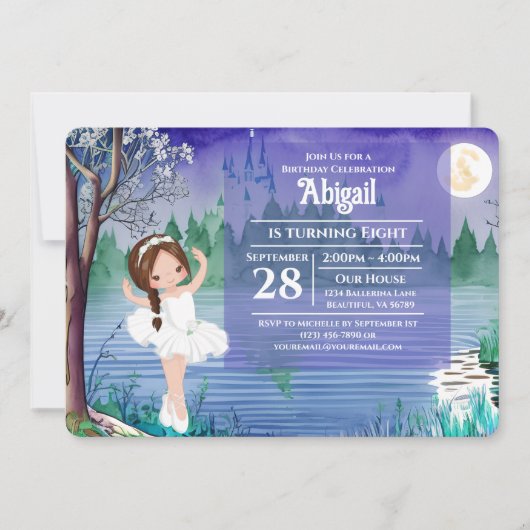 Swan Lake Ballet Spring Hübsch Ballerina Geburtsta Einladung (Vorderseite)