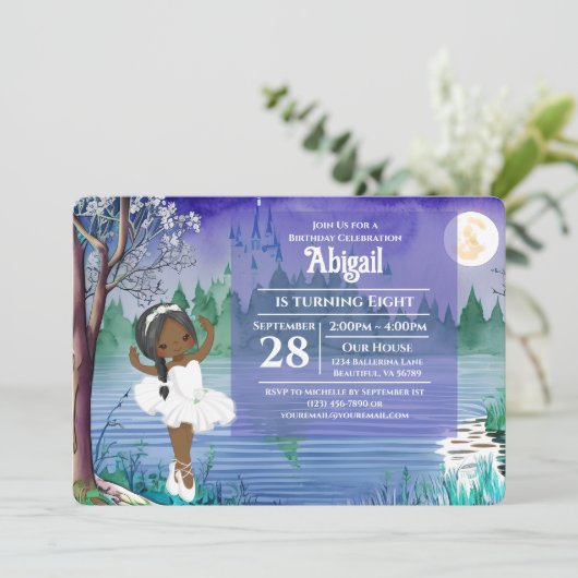 Swan Lake Ballet Spring Hübsch Ballerina Geburtsta Einladung (Stehend Vorderseite)