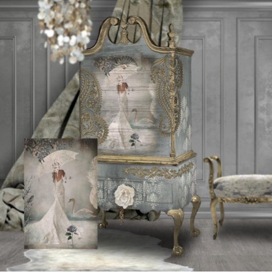 Swan Lake Blue Floral Seidenpapier