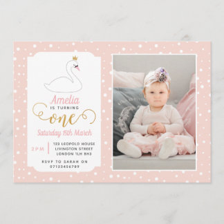 Swan Lake Girls 1. Geburtstag Einladung