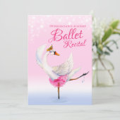 Swan Lake rosa Ballett Tanzveranstaltung Einladung (Stehend Vorderseite)