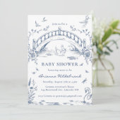 Swan Lake Toile Chinoiserie Baby Shower Invitation Einladung (Stehend Vorderseite)