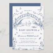 Swan Lake Toile Chinoiserie Baby Shower Invitation Einladung (Vorne/Hinten)