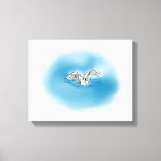 Swan Landung in Wasser Leinwand Kunst