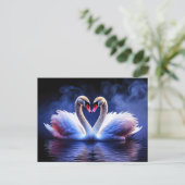 Swan Liebe Herzgotische Romantik Postkarte (Stehend Vorderseite)