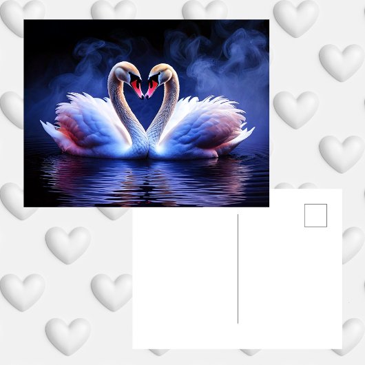 Swan Liebe Herzgotische Romantik Postkarte
