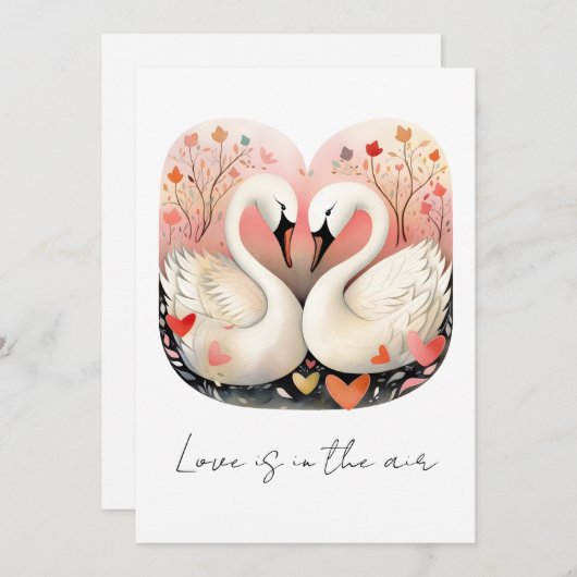 Swan Liebe im Herzen des Waldes Dankeskarte (Vorne/Hinten)