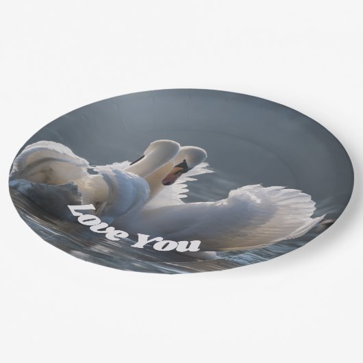 Swan-Liebe- Pappteller (Schrägansicht)